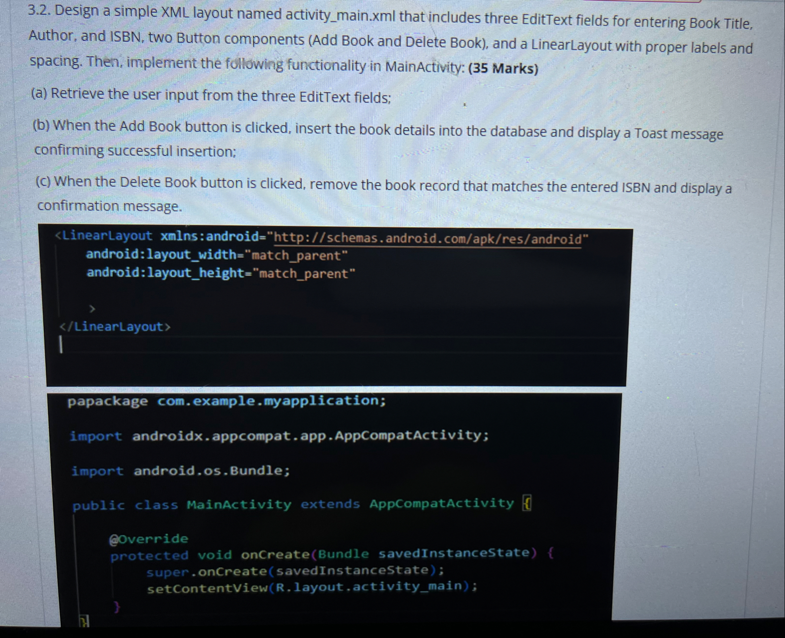 Solved 3.2. ﻿Design a simple XML layout named | Chegg.com