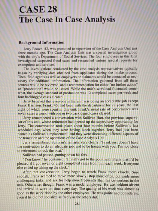 Solved CASE 28 The Case In Case Analysis Background | Chegg.com