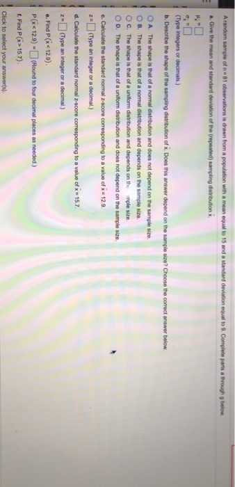Solved A random sample of n. 81 observations is drawn from a | Chegg.com