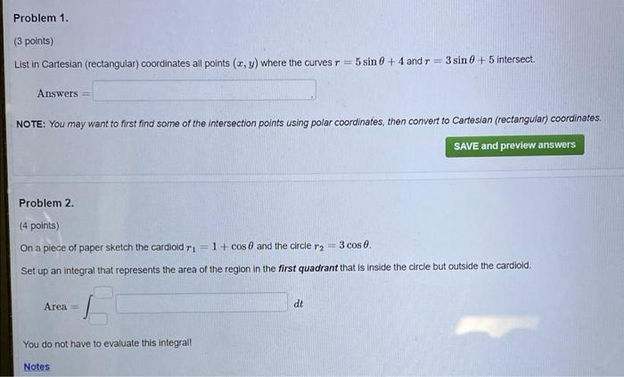 Solved Problem 1. (3 points) List in Cartesian (rectangular) | Chegg.com