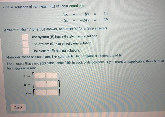 Solved Find all solutions of the system (E) of linear | Chegg.com