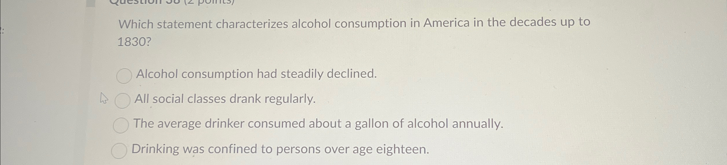 Solved Which statement characterizes alcohol consumption in | Chegg.com