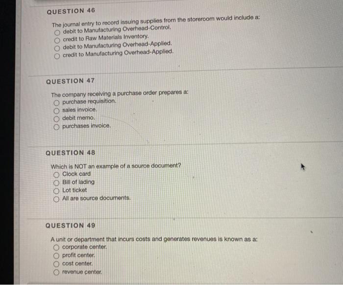 Solved QUESTION 46 The journal entry to record issuing | Chegg.com