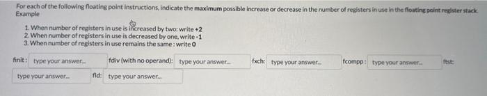 Solved For each of the following floating point | Chegg.com
