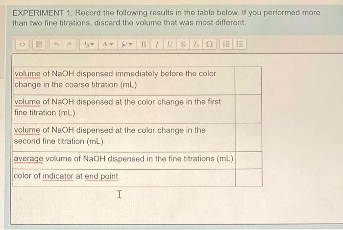 experiment 1 record the following masses