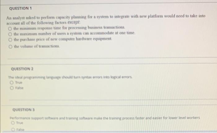 Solved QUESTION 1 An analyst asked to perform capacity | Chegg.com