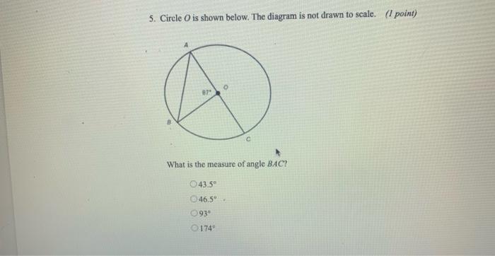 Solved 5. Circle is shown below. The diagram is not drawn to | Chegg.com