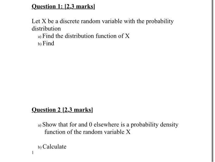 Solved Let X Be A Discrete Random Variable With The | Chegg.com