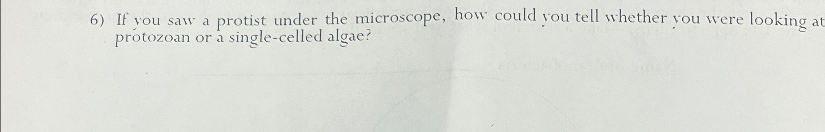 Solved If you saw a protist under the microscope, how could | Chegg.com