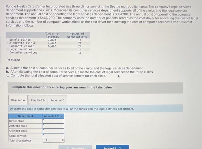 Solved Rundle Health Care Center Incorporated has three | Chegg.com