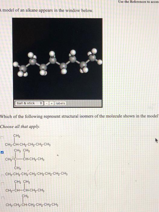 Solved Use the References to acces model of an alkane | Chegg.com