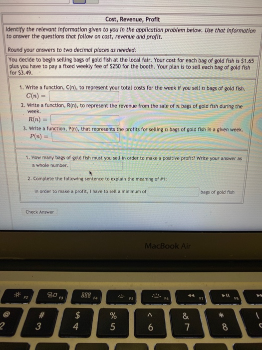 Solved Cost, Revenue, Profit Identify the relevant