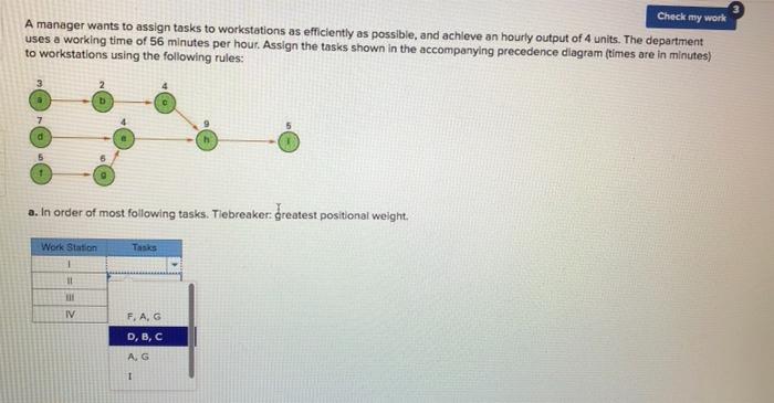 Solved Check my work A manager wants to assign tasks to | Chegg.com