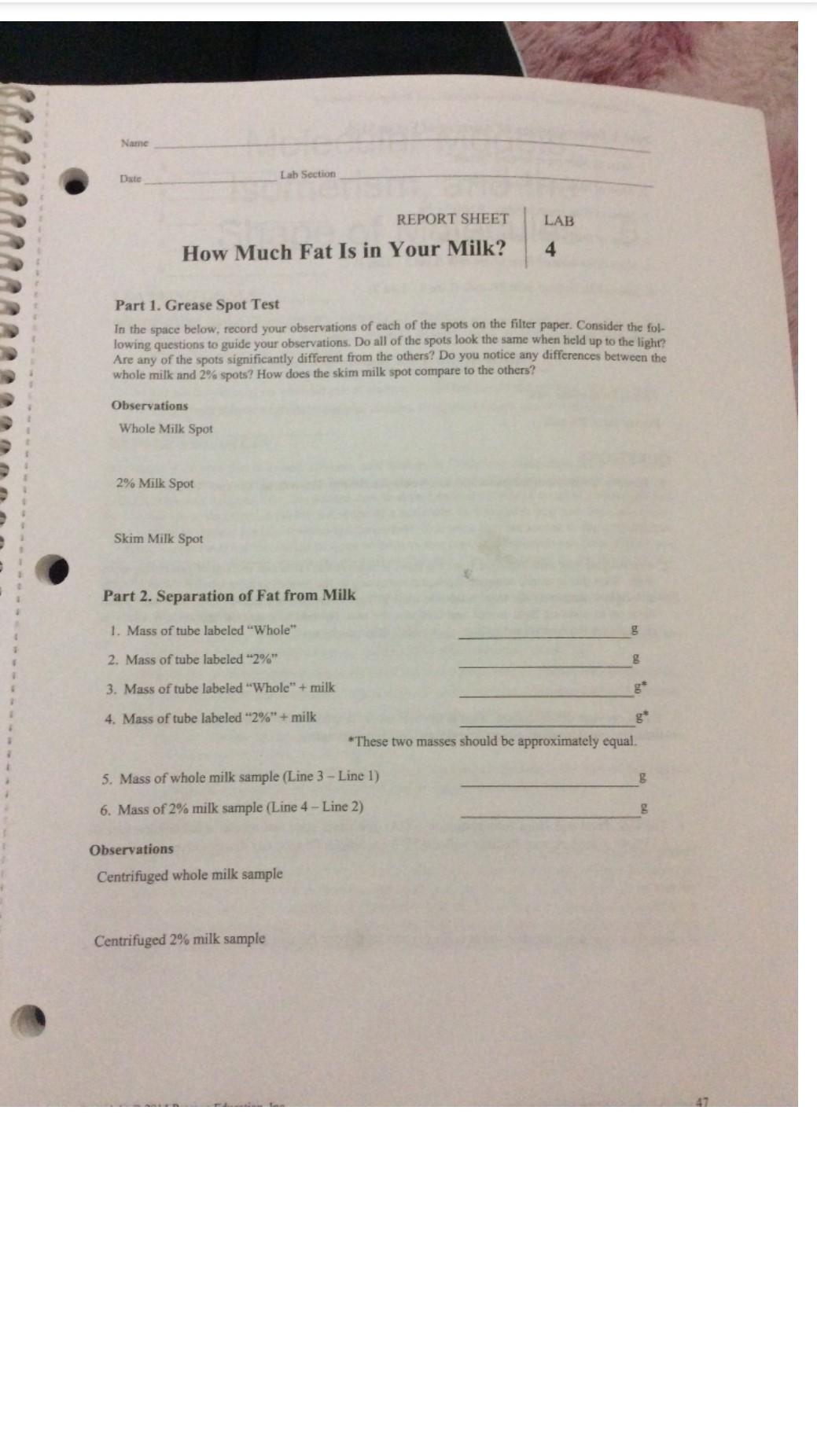 Solved Part 1. Grease Spot Test In the space below, record