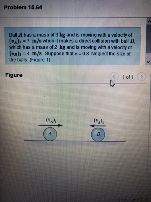 Solved Problem 15.64 Ball A has a mass of 3 kg and is moving | Chegg.com