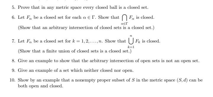 Solved 5. Prove that in any metric space every closed ball Chegg