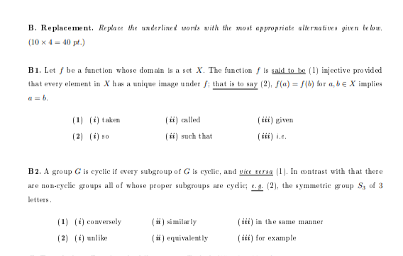 Solved B. Replacement. Replace The Underlined Won's With The | Chegg.com