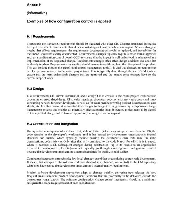 Solved Based on the assigned annex H, Review example of CM | Chegg.com