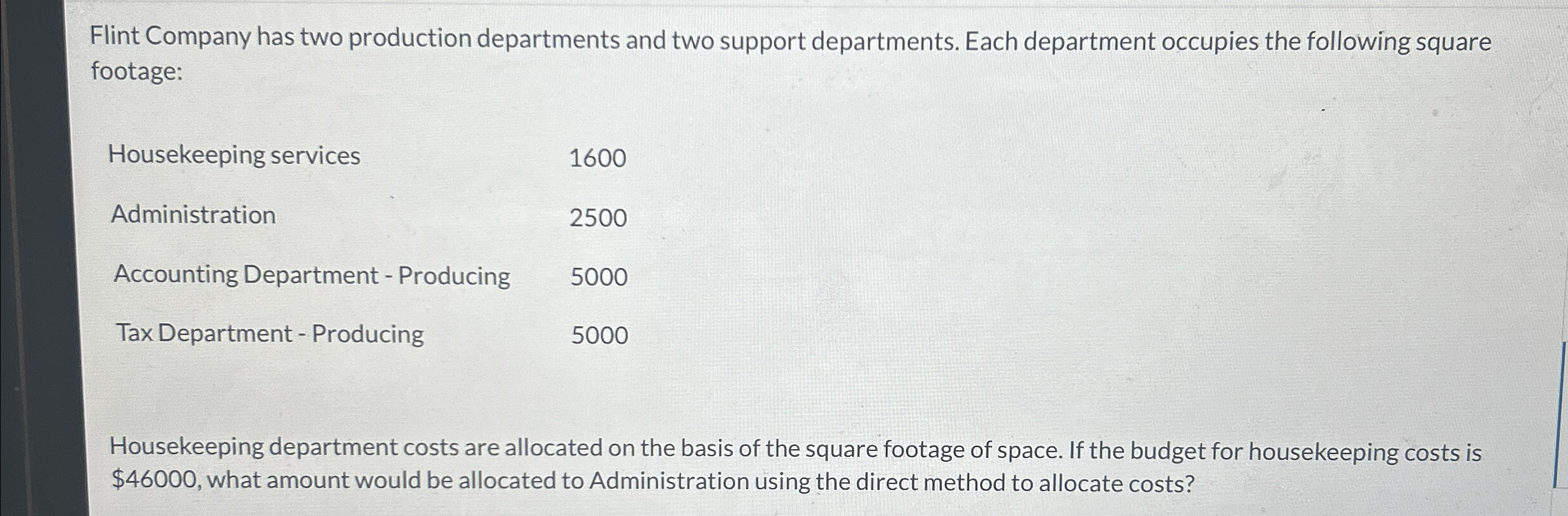 Solved Flint Company Has Two Production Departments And Two Chegg