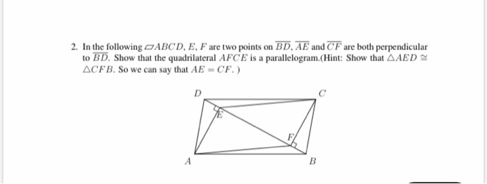 Solved 2 In The Following Abcd E F Are Two Points On B Chegg Com