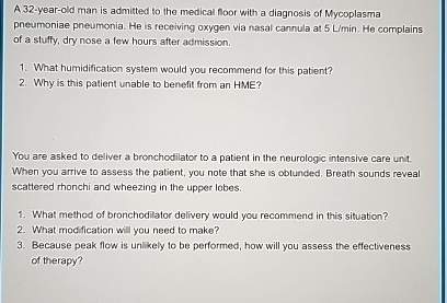Solved A 32-year-old man is admitted to the medical floor | Chegg.com