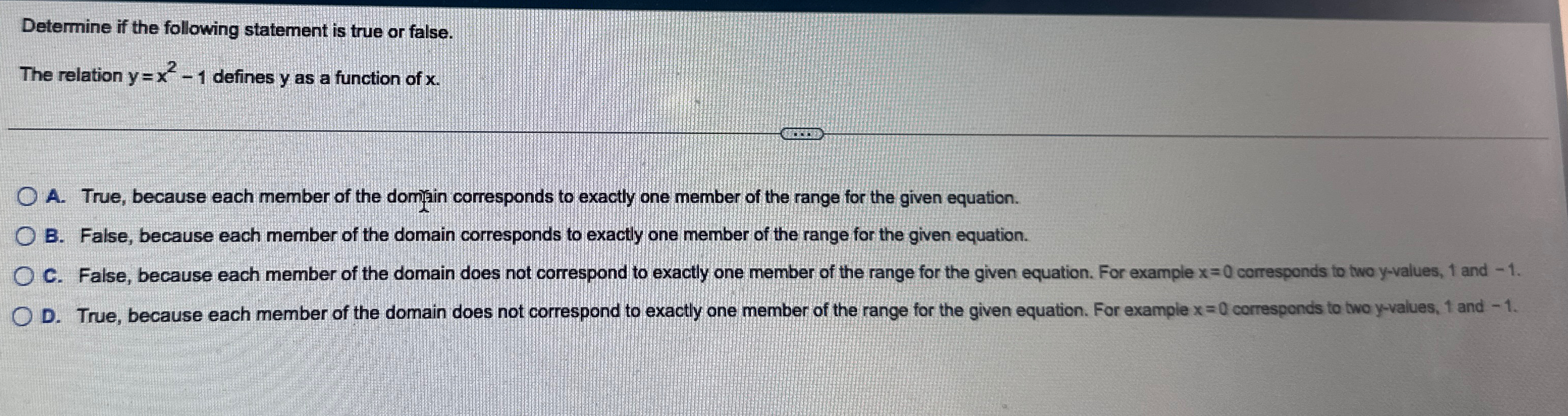 Solved Determine if the following statement is true or | Chegg.com