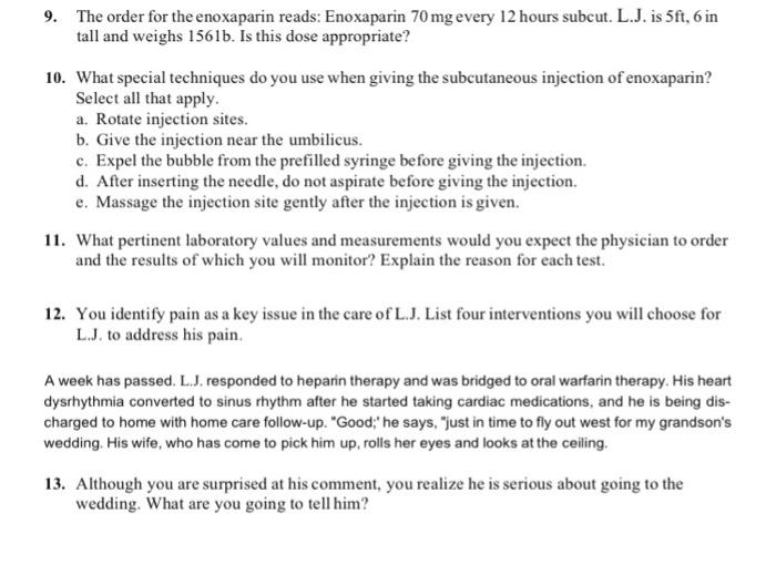Solved 9. The order for the enoxaparin reads: Enoxaparin | Chegg.com