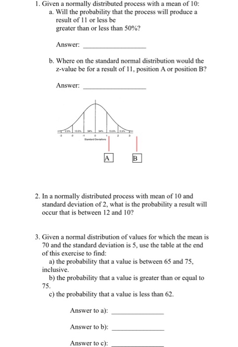 Solved 1. Given a normally distributed process with a mean | Chegg.com