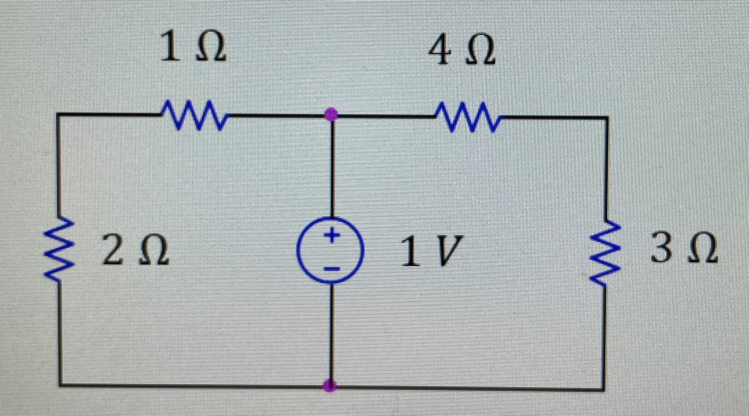 Find the power (in Watts) ﻿in the 2 ﻿ohm resistor.