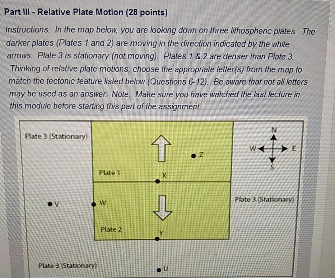 Solved Part III - Relative Plate Motion (28 points) | Chegg.com