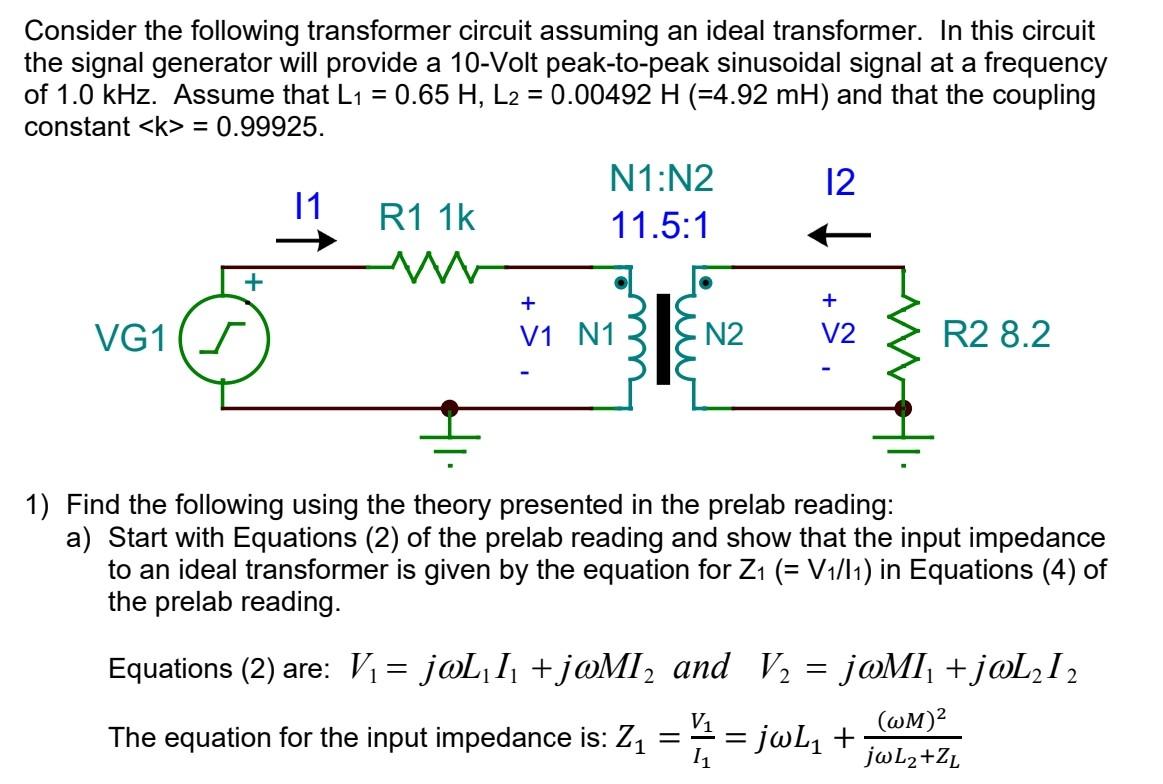 Solved Consider the following transformer circuit assuming