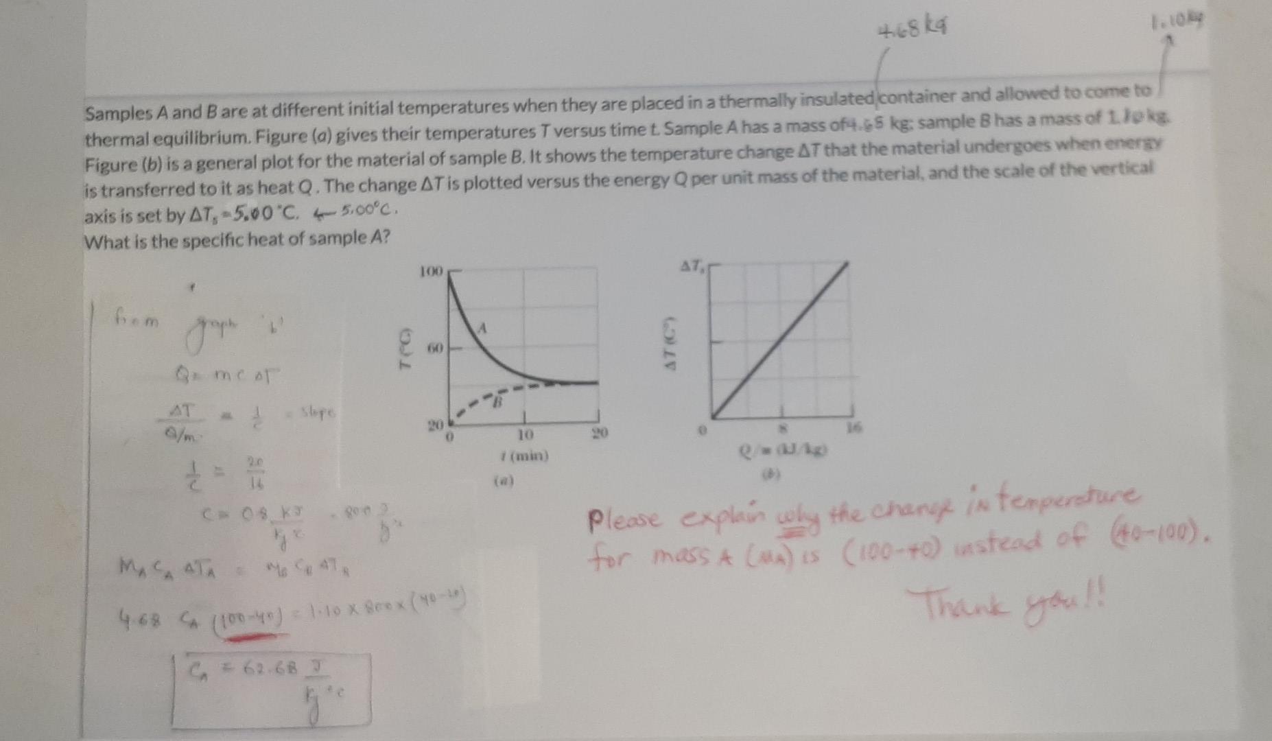 Solved 468 kg 1.10 Samples A and B are at different initial
