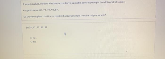 Solved A Sample Is Given. Indicate Whether Each Option In A | Chegg.com