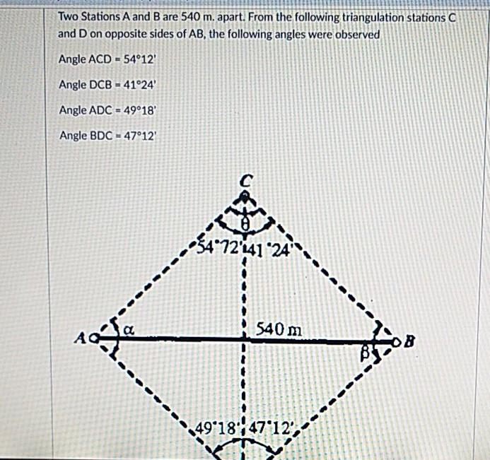 Solved Two Stations A And B Are 540 M. Apart. From The | Chegg.com