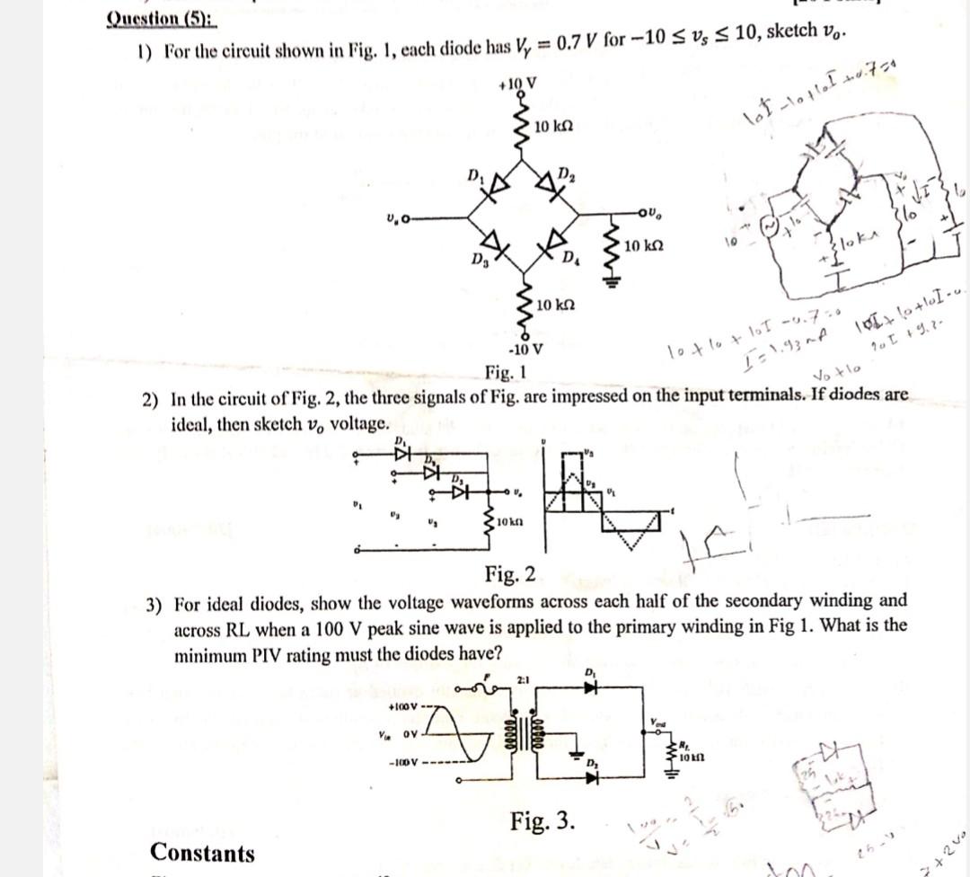 Solved Question (5): 1) For the circuit shown in Fig. 1, | Chegg.com