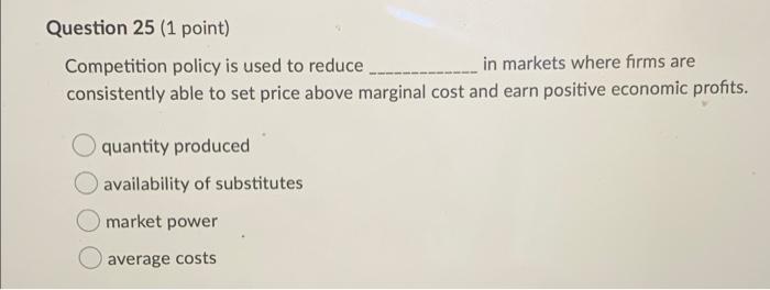 Markets and Competition Policy