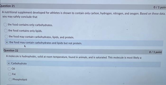 A nutritional supplement developed for athletes is shown to contain only carbon, hydrogen, nitrogen, and oxygen. Based on the