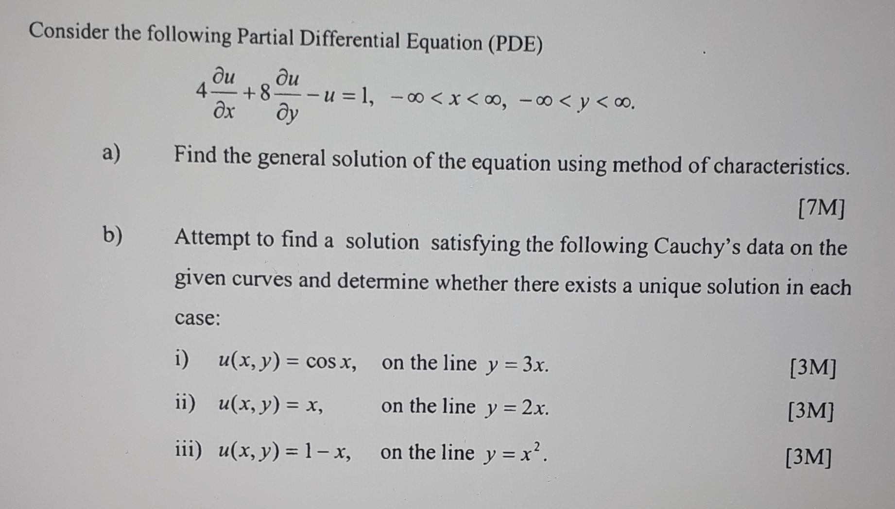 Solved Consider The Following Partial Differential Equation | Chegg.com