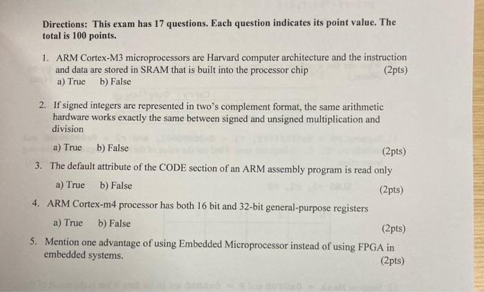 Solved Directions: This exam has 17 questions. Each question | Chegg.com