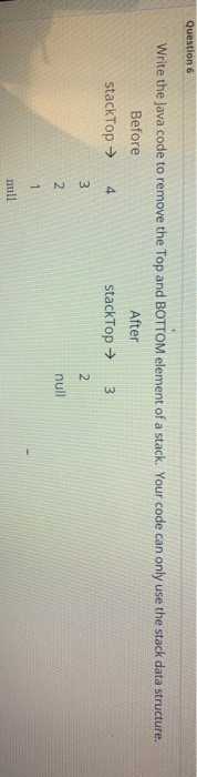 Solved Question Write the Java code to remove the Top and | Chegg.com