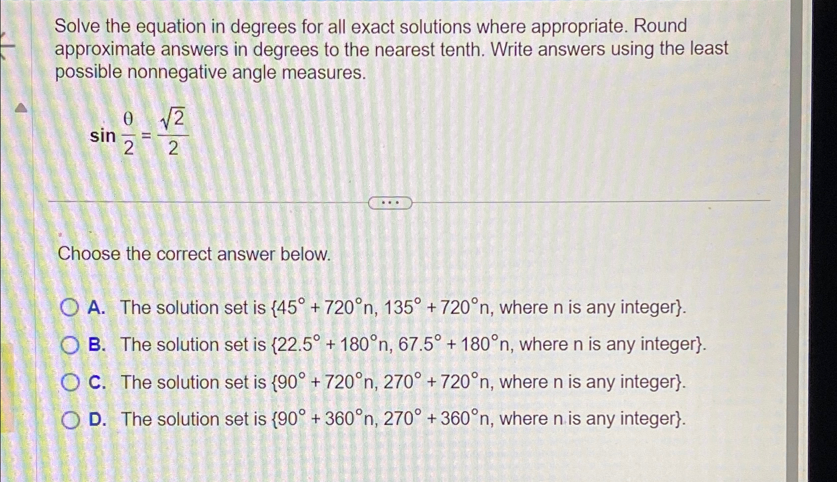 Solved Solve the equation in degrees for all exact solutions | Chegg.com