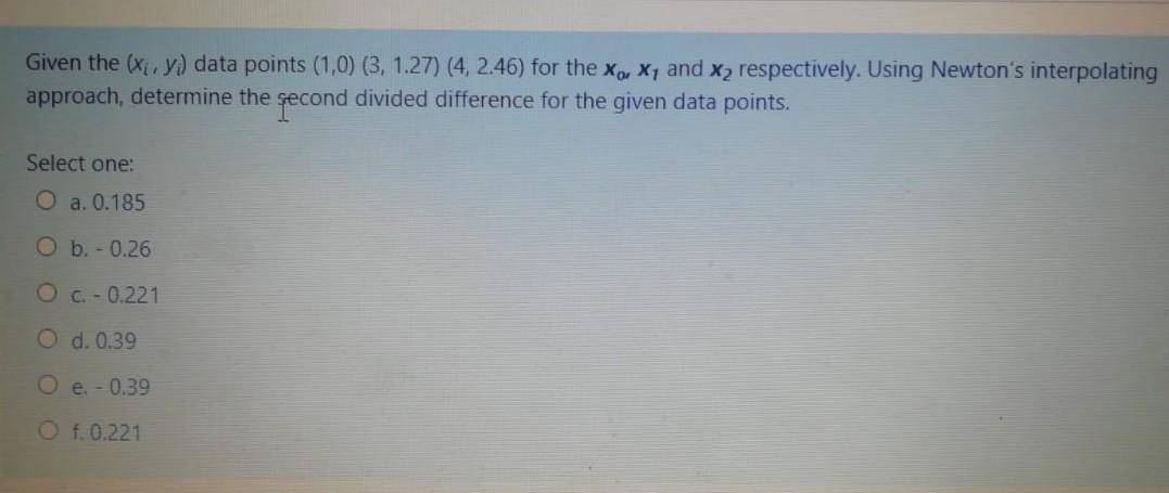 Solved Given the (x, y) data points (1,0) (3, 1.27) (4, | Chegg.com