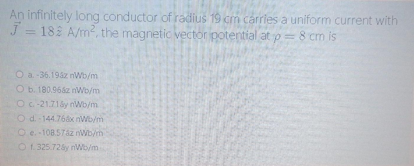 An Infinitely Long Conductor Of Radius 19 Cm Carries Chegg Com