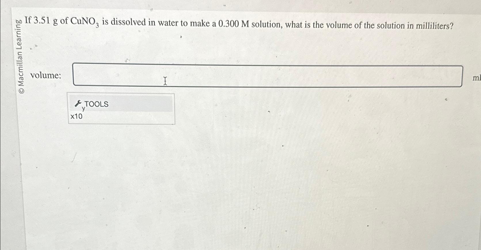 Solved dots If 3.51g ﻿of CuNO3 ﻿is dissolved in water to | Chegg.com