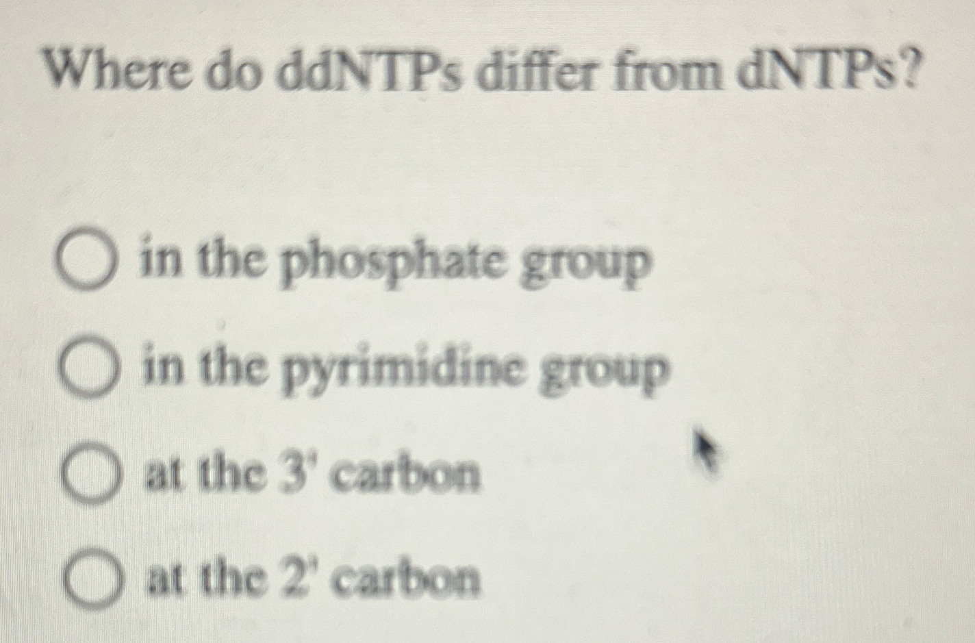Solved Where do ddNTPs differ from dNTPs?in the phosphate | Chegg.com