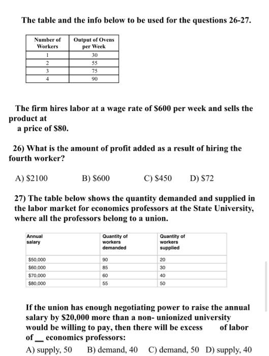 Solved The table and the info below to be used for the | Chegg.com