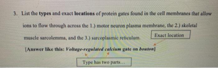 Solved 3. List the types and exact locations of protein | Chegg.com