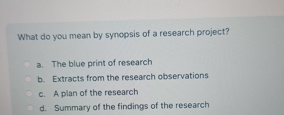 what do you mean by synopsis of a research project