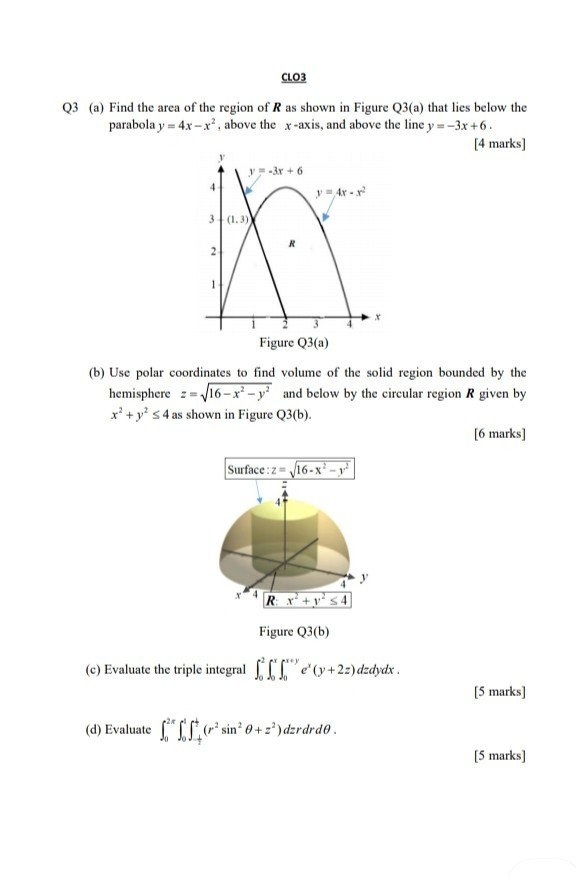 Solved CLO3 Q3 (a) Find the area of the region of R as shown | Chegg.com