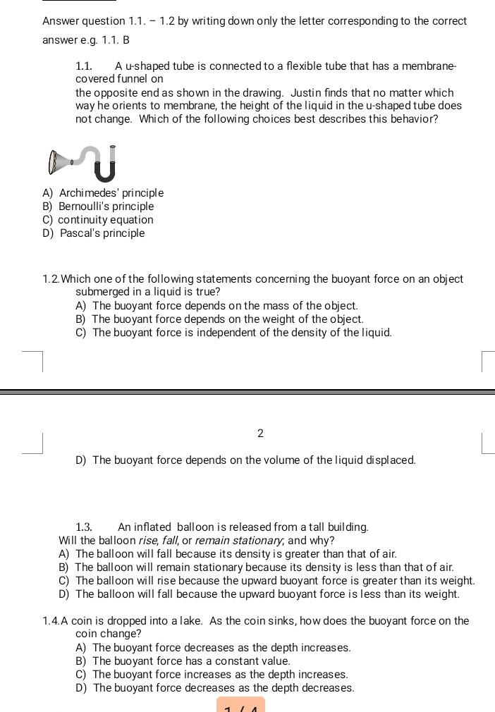 Solved Answer question 1.1. - 1.2 by writing down only the | Chegg.com